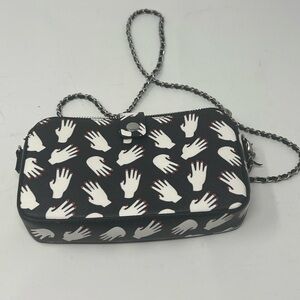 NWOT Zara Black and White Shoulder Bag with Hand Print Design
